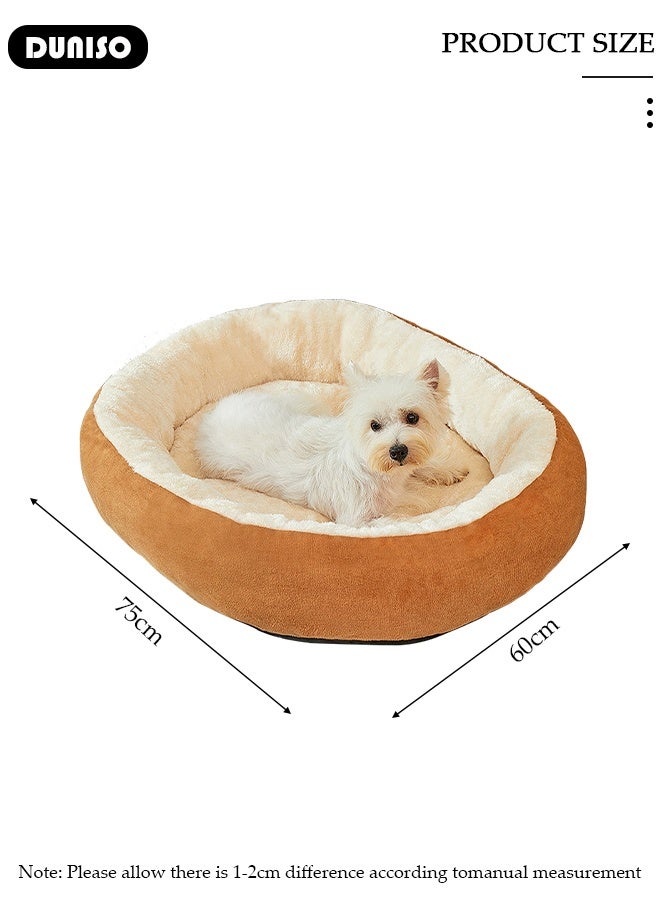 DUNISO كوخ قطط شتوي دافئ حصيرة قطط بيضاوية عالمية لجميع الفصول، كوخ سميك للكلاب الصغيرة والمتوسطة الحجم - Image 3
