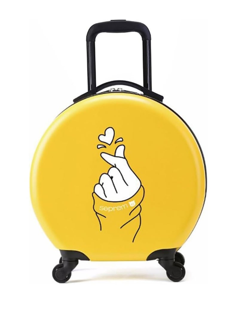 18 Inch Children's Luggage Children's Travel Case with Wheels Semi-circular Cartoon Print Trolley Case Compact and Lightweight Suitable for Boys and Girls Traveling and Going to School (Yellow)  - Image 1