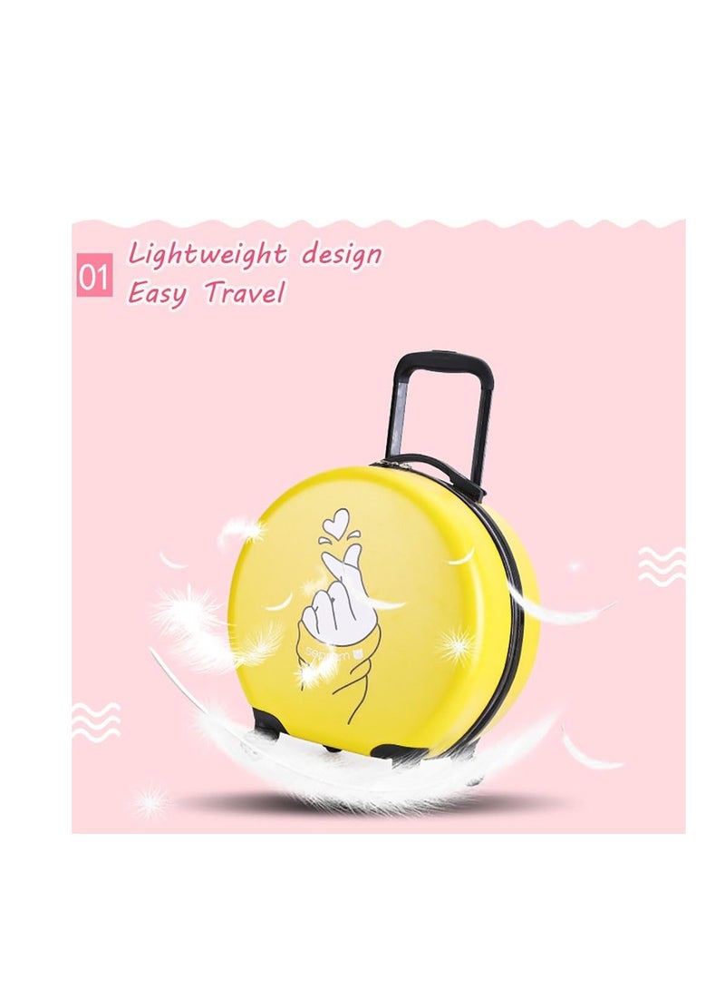 18 Inch Children's Luggage Children's Travel Case with Wheels Semi-circular Cartoon Print Trolley Case Compact and Lightweight Suitable for Boys and Girls Traveling and Going to School (Yellow)  - Image 5