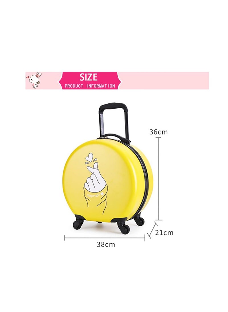 18 Inch Children's Luggage Children's Travel Case with Wheels Semi-circular Cartoon Print Trolley Case Compact and Lightweight Suitable for Boys and Girls Traveling and Going to School (Yellow)  - Image 2