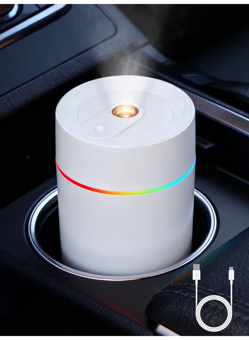 Car Diffuser Humidifier, Car Air Freshner,Mini Electric Mist Humidifier withStarry Sky Lamp and Color-Changing LED Lights,420ml Capacity,White - Image 1