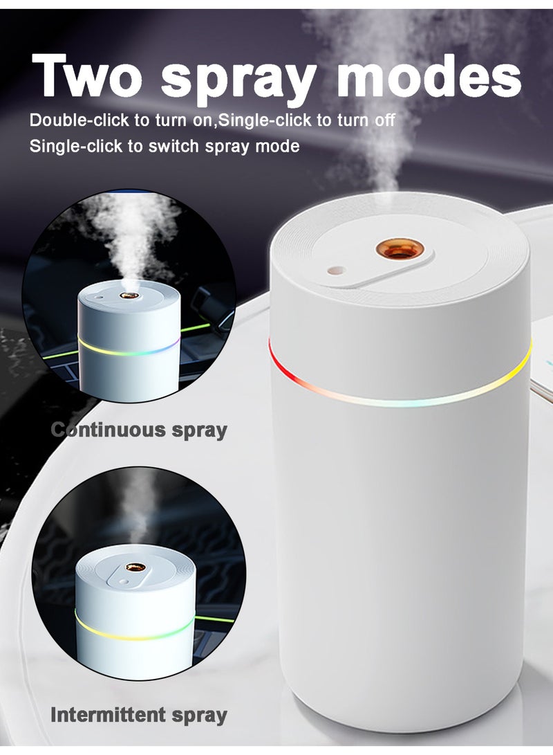 Car Diffuser Humidifier, Car Air Freshner,Mini Electric Mist Humidifier withStarry Sky Lamp and Color-Changing LED Lights,420ml Capacity,White - Image 2