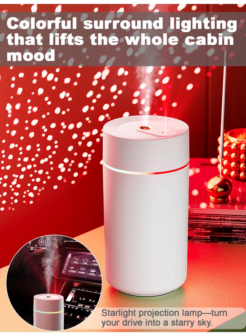 Car Diffuser Humidifier, Car Air Freshner,Mini Electric Mist Humidifier withStarry Sky Lamp and Color-Changing LED Lights,420ml Capacity,White - Image 3