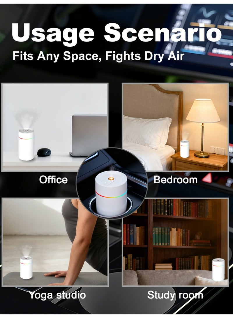 Car Diffuser Humidifier, Car Air Freshner,Mini Electric Mist Humidifier withStarry Sky Lamp and Color-Changing LED Lights,420ml Capacity,White - Image 5