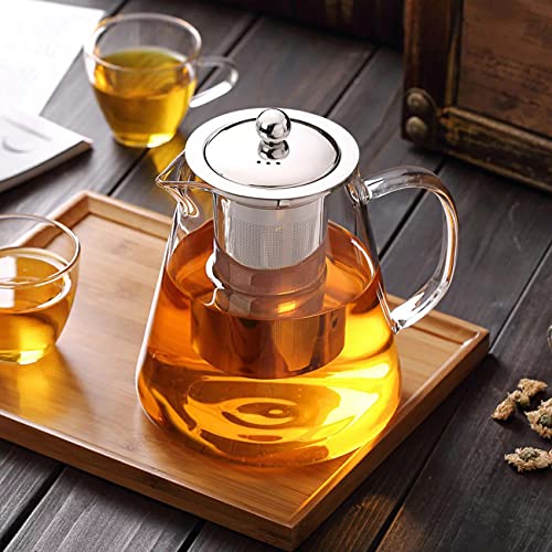 Newraturner Mini Size Glass Teapot Tea Kettle-with Stainless Steel Removable Infuser for Blooming Tea & Loose Leaf Tea, Microwave & Stovetop Safe, 550ML/19.3oz (S-550) - Image 2