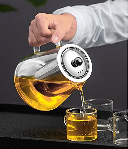 Newraturner Mini Size Glass Teapot Tea Kettle-with Stainless Steel Removable Infuser for Blooming Tea & Loose Leaf Tea, Microwave & Stovetop Safe, 550ML/19.3oz (S-550) - Image 3