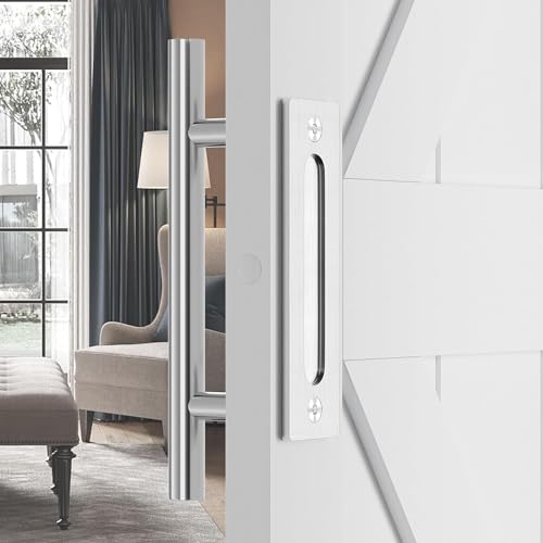 SMARTSTANDARD 12" Barn Door Handles,Sliding Barn Door Pull Handle Stainless Steel,Heavy Duty Large Rustic Two-Side Design for Gates Garages Sheds Furniture Round - Image 1