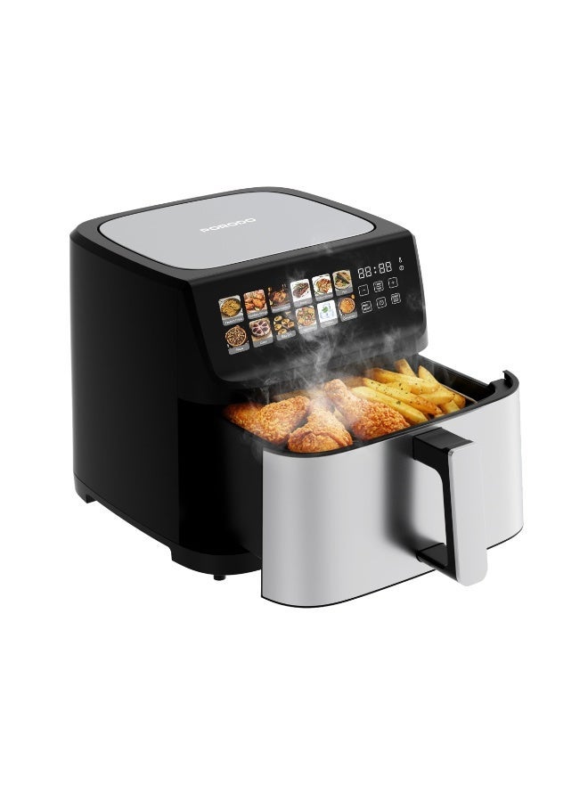 بورودو قلاية هوائية رقمية بتقنية التسخين المزدوج، تقنية الهواء السريع، سعة كبيرة 11 لتر، قدرة 2200 واط، مؤقت 12 ساعة، صينية قلاية غير لاصقة، إيقاف تلقائي، شاشة لمس LED، 12 إعداد مسبق، قشرة مقرمشة، تحميص الهواء، وغيرها. - Image 1