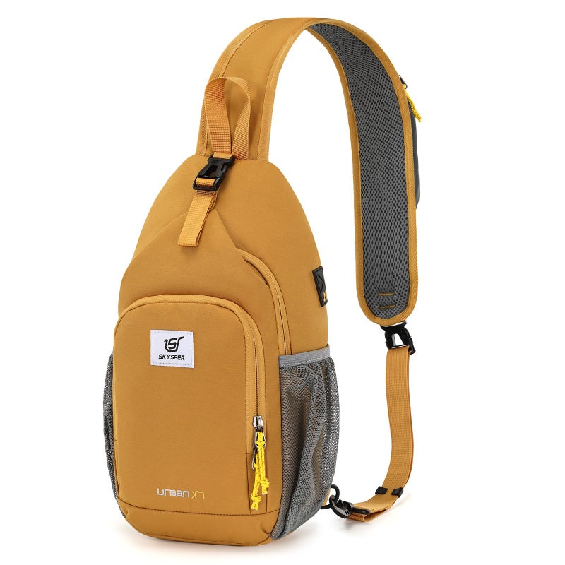 SKYSPER Sling Bag RFID Crossbody Sling Backpack Cross Body Shoulder Bag Travel Hiking Daypack for Women Men(Apricot) - Image 1