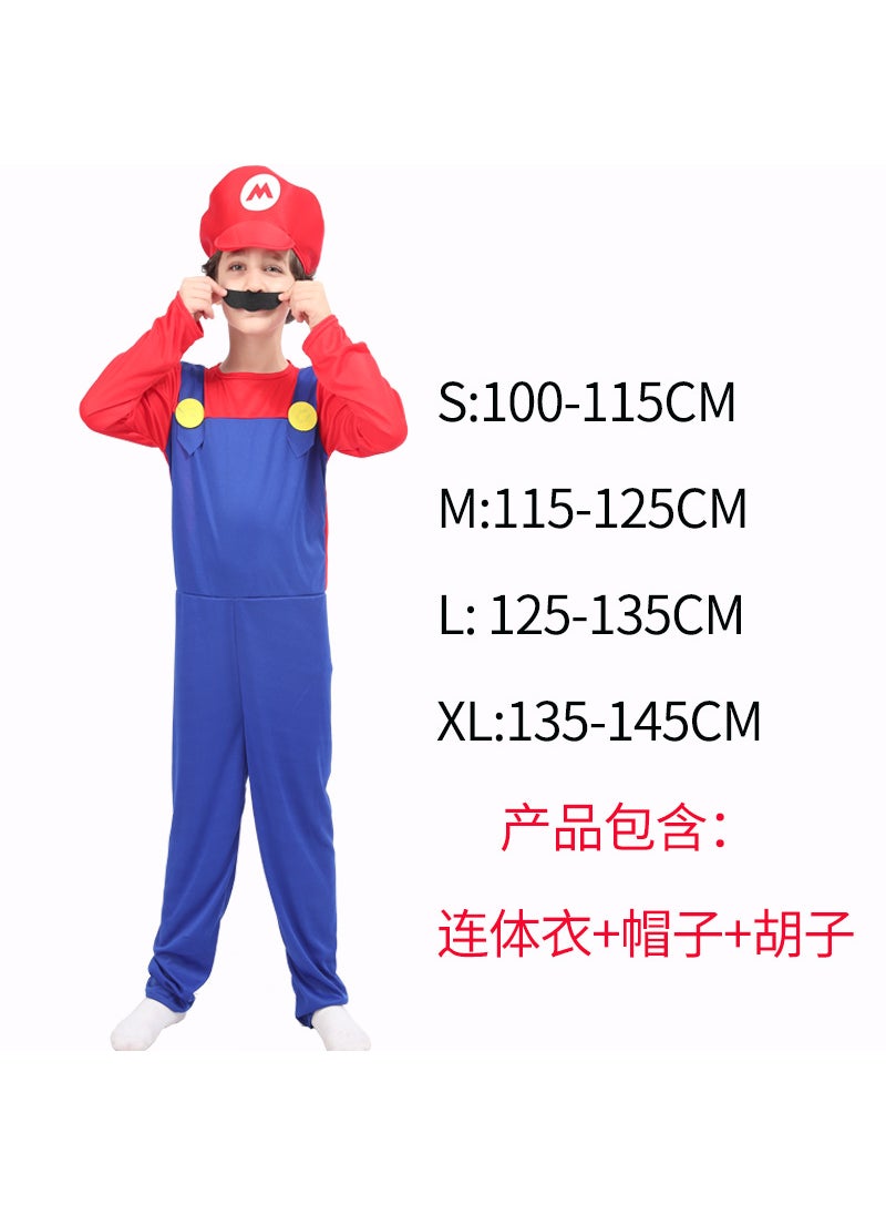 Generic - Halloween Cosplay Anime Costume Parent-Child Role Play Childrens Mario Clothes Super Mario Set Unique Special Purpose Clothing Red Boy Mario Pants - Image 1