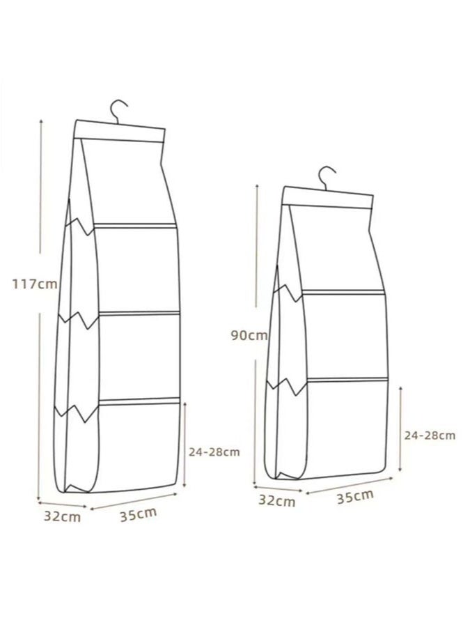 BAEKO Handbag Hanging Organizer with 6 Pockets, Foldable Oxford Cloth Hanging Purse Organizer, Handbag Storage Hanger Closet Organizer for Family Closet Bedroom (White) - Image 5