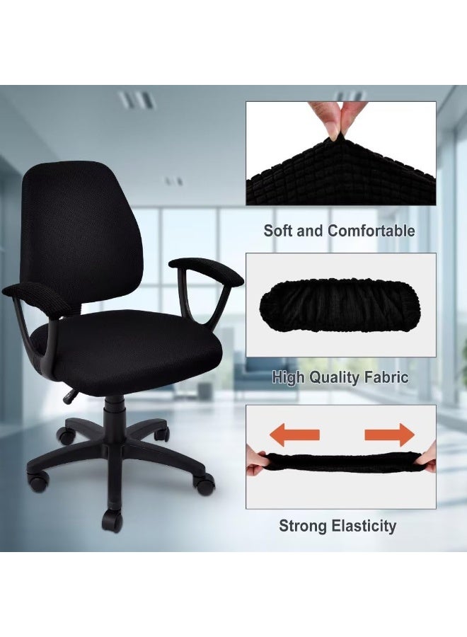 Office Chair-Arm Cover Stretchable Stain Resistant Spandex Stretch Computer Chair Slipcover for Desk Chairs Arm, Black - Image 2