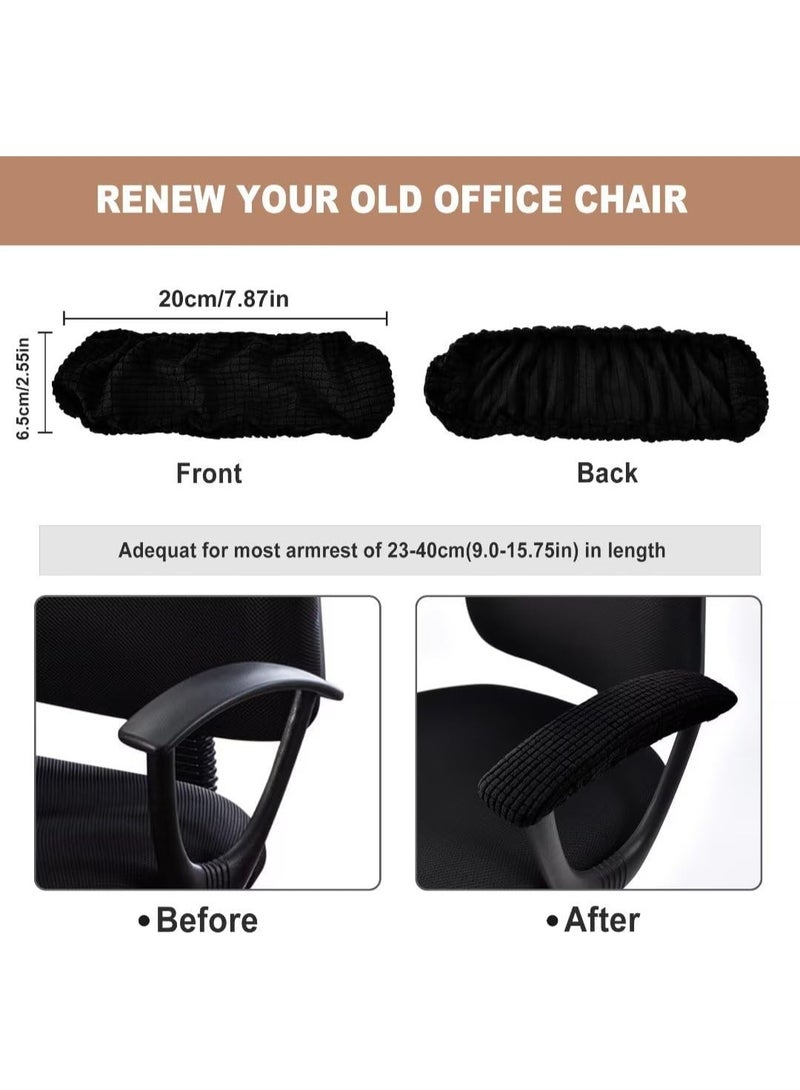 Office Chair-Arm Cover Stretchable Stain Resistant Spandex Stretch Computer Chair Slipcover for Desk Chairs Arm, Black - Image 5