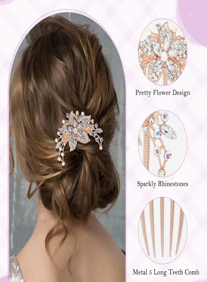 TecoKart® 2 Pcs Elegant Floral Juda Accessories for Women - Stylish Pearl Hair Bun Accessories - Strong Hold Metal Comb Hair Pins for Hair Styling (Silver & Purple) - Image 3