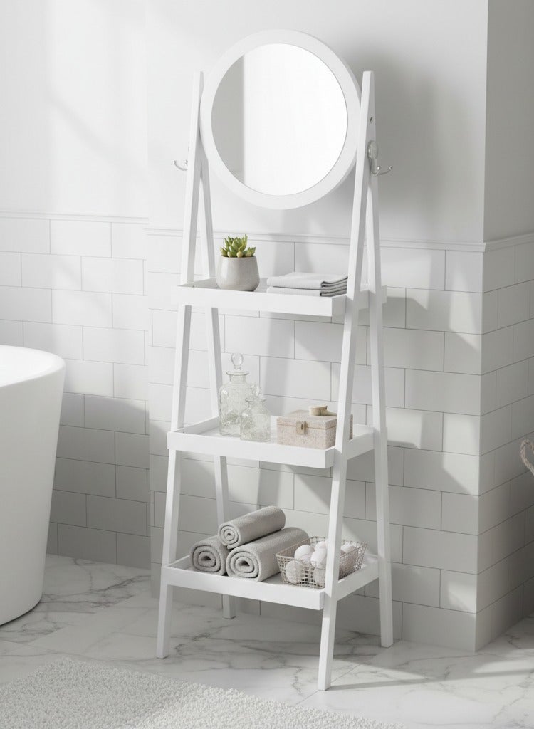 evistar 3-shelf storage organizer with mirror, made of high-quality Turkish wood, suitable for the bedroom or living room versatile. - Image 1