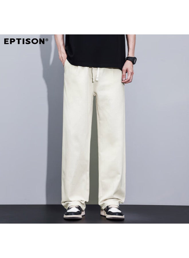 EPTISON Yipin Tiancheng Men's Casual Pants For Spring/summer , 100% Cotton, Solid Color Commuting Straight-leg Loose-fit Men's Wide-leg Pants - Image 3