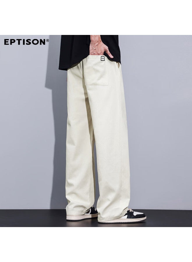 EPTISON Yipin Tiancheng Men's Casual Pants For Spring/summer , 100% Cotton, Solid Color Commuting Straight-leg Loose-fit Men's Wide-leg Pants - Image 1