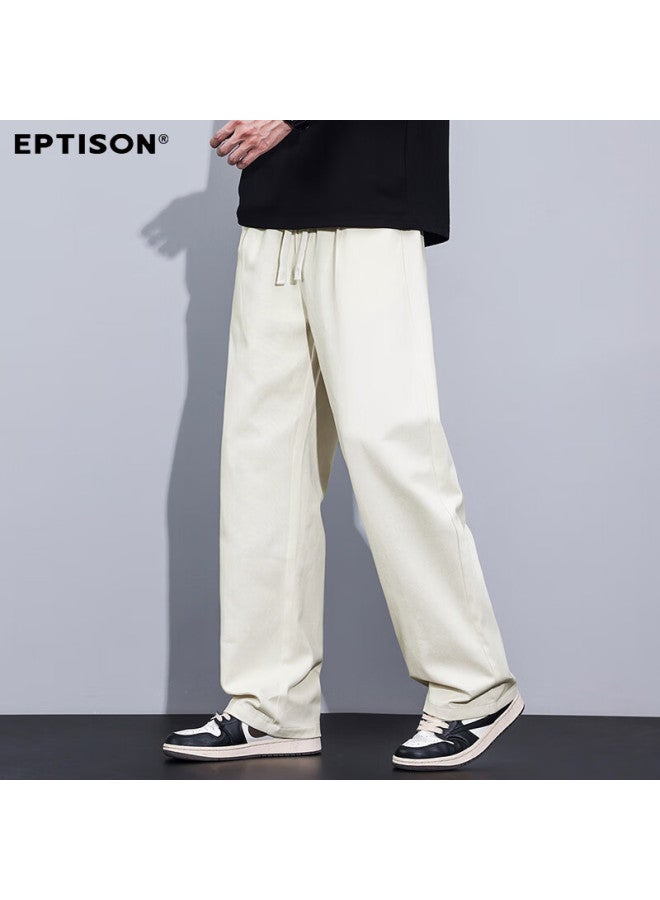EPTISON Yipin Tiancheng Men's Casual Pants For Spring/summer , 100% Cotton, Solid Color Commuting Straight-leg Loose-fit Men's Wide-leg Pants - Image 4