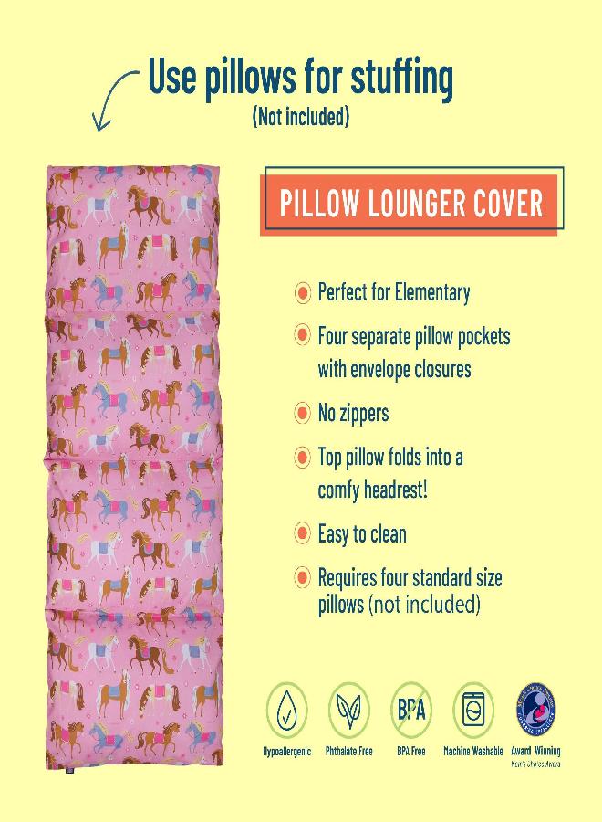 Wildkin Wildkin Kids Floor Lounger for Boys and Girls, Travel-Friendly and Perfect for Sleepovers, Requires 4 Standard Size Pillows (Not Included), Measures 69.5 x 27 Inches (Horses) 