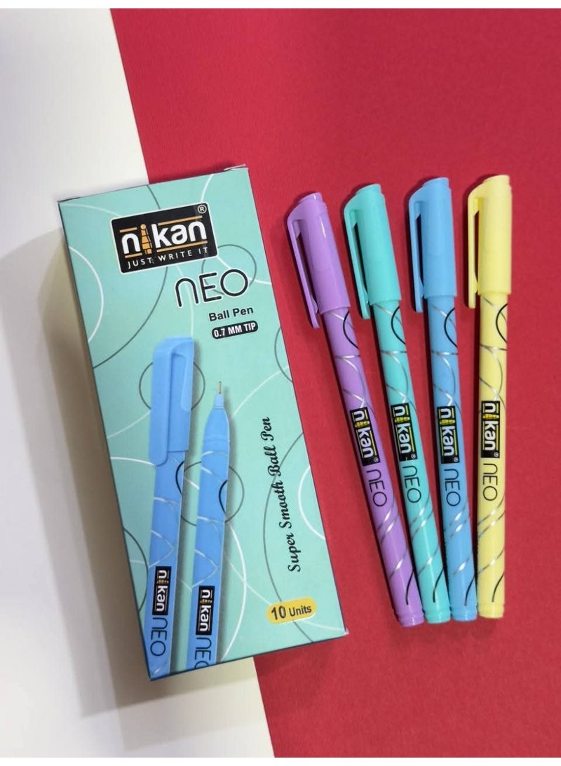 10 blue ink ballpoint pens, 0.7 mm tip - Image 1