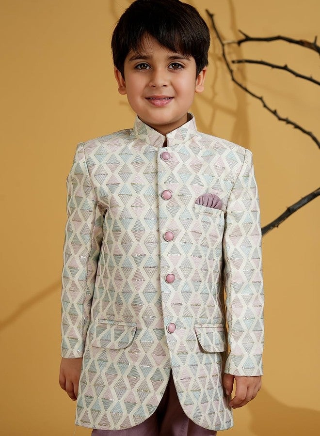 AJ DEZINES Cotton Sherwani Set for Boys | Kids Ethnic Wear | Traditional & Party Outfit Sherwani for Weddings Festivals & Special Occasions | Stylish Sherwani Set for Kids Boys | Regular Fit |Purple-7 - Image 5