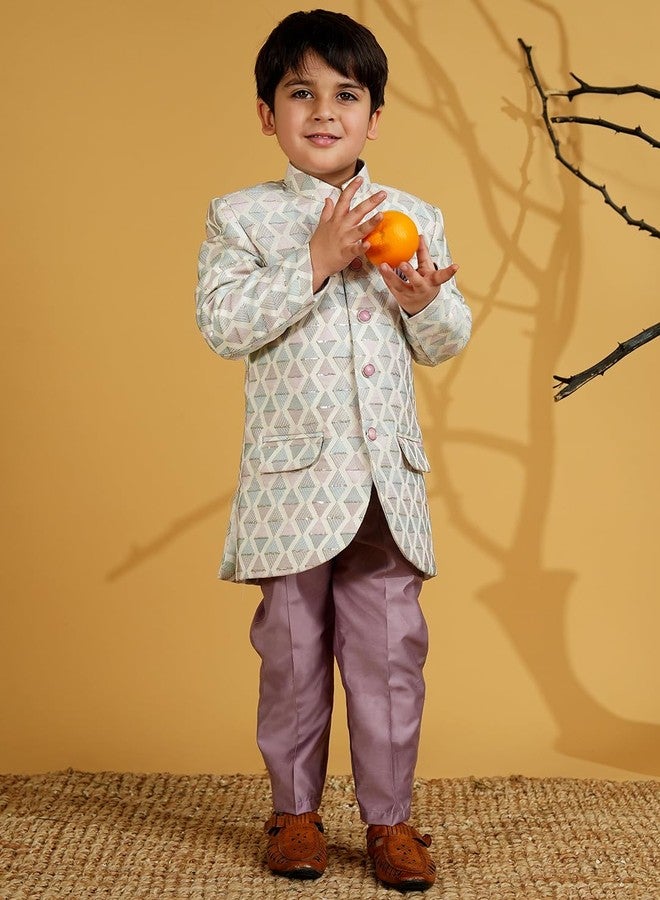 AJ DEZINES Cotton Sherwani Set for Boys | Kids Ethnic Wear | Traditional & Party Outfit Sherwani for Weddings Festivals & Special Occasions | Stylish Sherwani Set for Kids Boys | Regular Fit |Purple-7 - Image 2