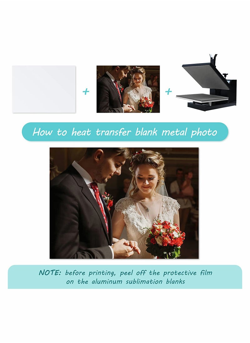 SYOSI - 8 Pieces Sublimation Metal Photo Blanks Aluminum Photo Sign Blank Photo Metal Wall Poster Frame Blank for Sublimation Heat Press White - Image 1