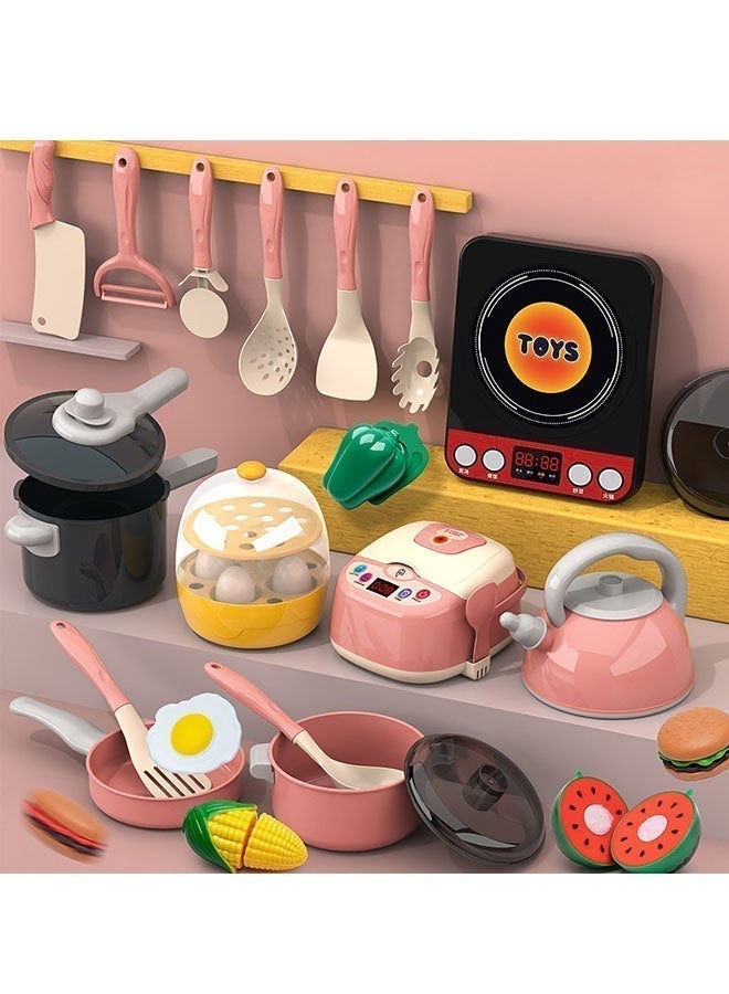 86 Pieces Kids Kitchen Playset, Kitchen Toy Set,Portable Pretend Play Simulation Induction Cooker Cooking Tableware Fruit Toys Kitchen Utensils With Sound Effects Various Styles Of Play - Image 5