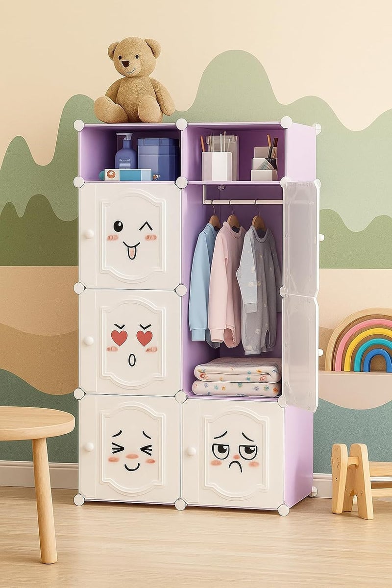 ELINDOR 8-Doors Plastic Wardrobe for Kids Clothes | Baby Cupboard Almirah for Clothes| Foldable Collapsible Wardrobe Organizer | Kids Almirah & Baby Cupboard for Storage - Image 5