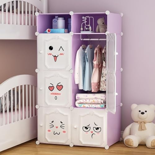 ELINDOR 8-Doors Plastic Wardrobe for Kids Clothes | Baby Cupboard Almirah for Clothes| Foldable Collapsible Wardrobe Organizer | Kids Almirah & Baby Cupboard for Storage - Image 1