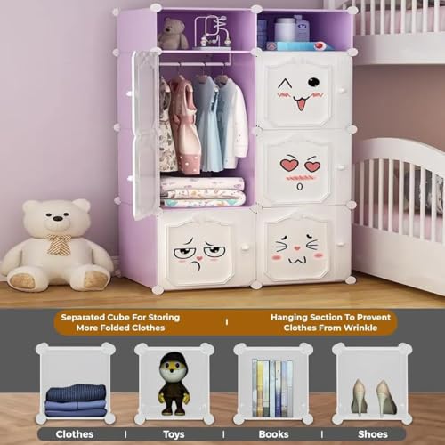 ELINDOR 8-Doors Plastic Wardrobe for Kids Clothes | Baby Cupboard Almirah for Clothes| Foldable Collapsible Wardrobe Organizer | Kids Almirah & Baby Cupboard for Storage - Image 3