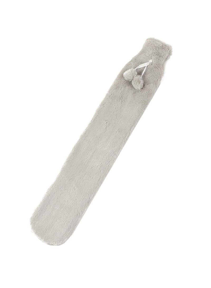 SYOSI Hot Water Bottle with Plush Cover 1L Long Strip Rubber Hot Water Bag Heat Compress Pain Relief for Abdomen Necks Shoulders Hands Feet Gifts - Image 1