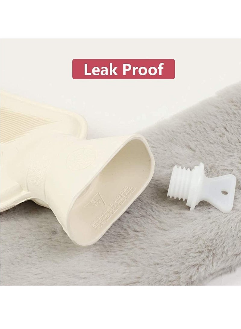 SYOSI Hot Water Bottle with Plush Cover 1L Long Strip Rubber Hot Water Bag Heat Compress Pain Relief for Abdomen Necks Shoulders Hands Feet Gifts - Image 2