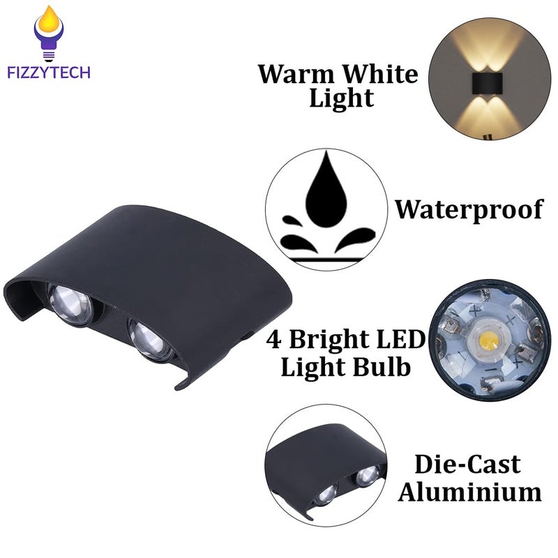 fizzytech Metal Multipurpose 2-Way Outdoor Up-Down 4W Led Wall Lamp Light with Waterproof and Shockproof Body Ideal for Wall Mount Bedroom, Garden & Lights of Home Decoration (Warm White) - Image 3