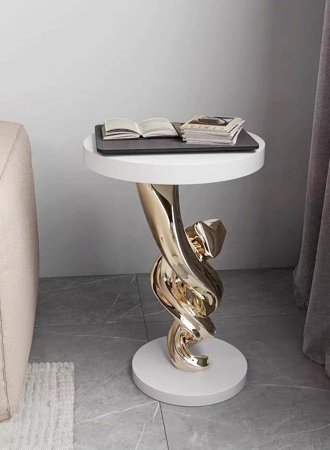 Raffine طاولة جانبية بتصميم تمثال حديث متعدد الاستخدامات طراز فاخر طاولة ركن زخرفية قاعدة قوية من الراتنج طاولة قهوة لغرفة المعيشة أو المكتب المنزلي 40x58 سم (مجموعة كاملة) - Image 2