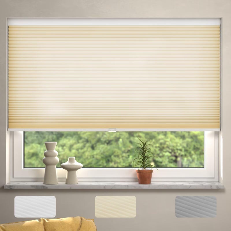 MYshade Cordless Cellular Windows Shades Light Filtering Blinds for Windows Easy to Install 24" W X 64" H(Beige), CEL24BG64D - Image 1