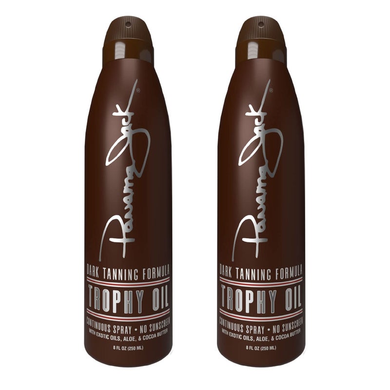 Panama Jack Trophy Suntan Oil  Contains No Sunscreen Protection 0 SPF Light Formula with Exotic Oils Aloe and Cocoa Butter Tropical Fragrance 55 OZ Pack of 2