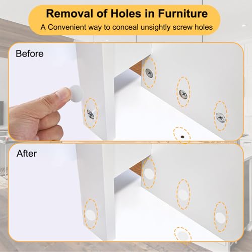 Viemior 290PCS Adhesive Screw Hole Cover Stickers, 3 Size - 12 mm/15 mm/21 mm White Self-Adhesive Screw Hole Stickers for Wood Cabinets, Drawer, Wardrobe, Table - Easy Installation & Good Adhesive Strength - Image 2