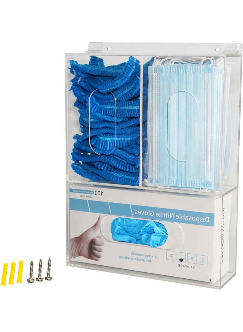 Slasa SLASA Triple Slot Acrylic Glove & Mask Dispenser with Lid – Wall Mount Organizer – Clear 3-Compartment Storage Box for Clinic, Lab, Food Service – 35cm H x 25.6cm L x 7.8cm W  - Image 5