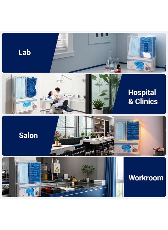 SLASA Triple Slot Acrylic Glove & Mask Dispenser with Lid – Wall Mount Organizer – Clear 3-Compartment Storage Box for Clinic, Lab, Food Service – 35cm H x 25.6cm L x 7.8cm W - Image 5