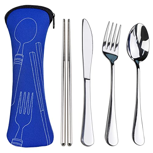 lengnoyp Portable Silverware Set with Case, Lengnoyp Travel Camping Utensils Set, Premium Stainless Steel Travel Cutlery Set - Image 1