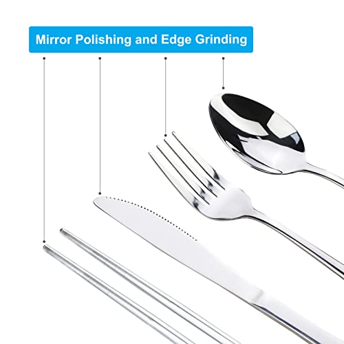 lengnoyp Portable Silverware Set with Case, Lengnoyp Travel Camping Utensils Set, Premium Stainless Steel Travel Cutlery Set - Image 4