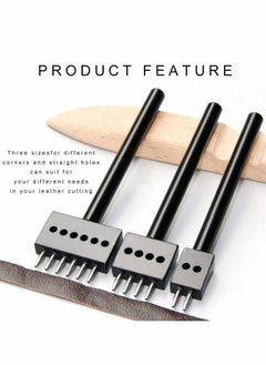 Y&D Prong Punch Tool Set,5mm Leather Row Round Hole Tooth Tool,2/4/6 DIY Diamond Lacing Stitching Chisel Set for Craft Supplies-3PCS  - Image 4