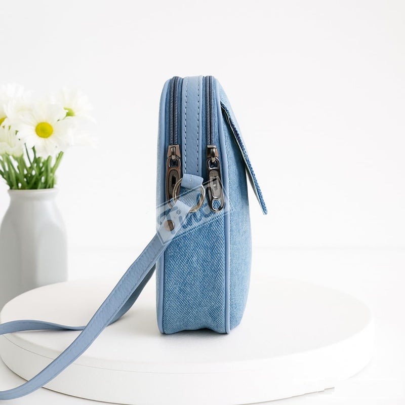 Tinth Girls Denim Adjustable Long Belt Smartphone Sling Bag - Image 3