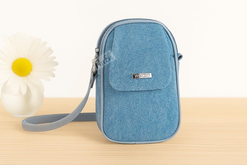 Tinth Girls Denim Adjustable Long Belt Smartphone Sling Bag - Image 1