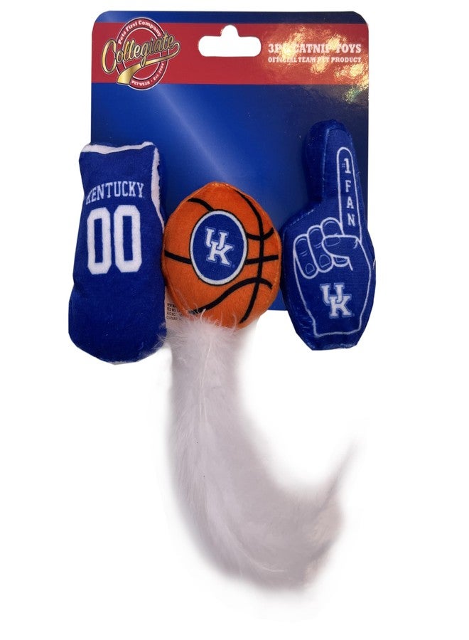 Pets First Best Plush CAT Toy - NCAA Kentucky Wildcats Complete Set of 3 Piece Cat Toys Filled with Fresh Catnip. Includes: 1 Helmet Cat Toy, 1 Football Cat Toy with Feathers, & 1 Beer Bottle. - Image 2