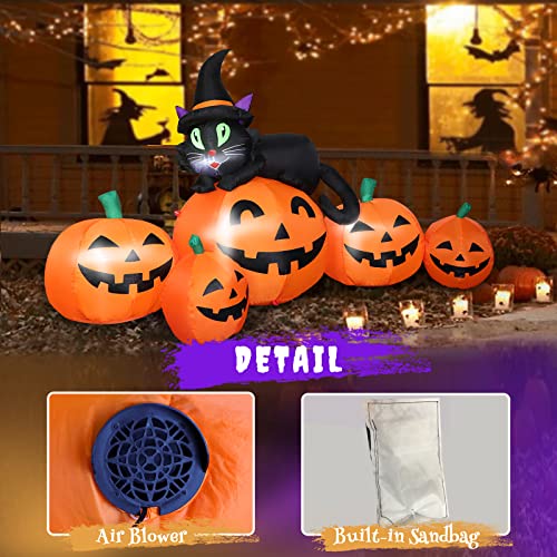 FunFanso 5FT Halloween Inflatable Pumpkin Outdoor Decoration, Lighted Blow Up Yard Decor, 5PCS Pumpkins with Witch’s Black Cat Built-in LED Lights for Balcony Home Holiday Party Lawn Patio Outside Events Prop - Image 4