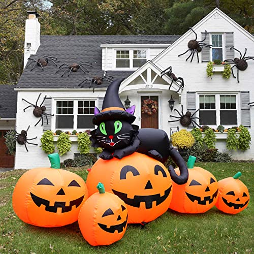 FunFanso 5FT Halloween Inflatable Pumpkin Outdoor Decoration, Lighted Blow Up Yard Decor, 5PCS Pumpkins with Witch’s Black Cat Built-in LED Lights for Balcony Home Holiday Party Lawn Patio Outside Events Prop - Image 5