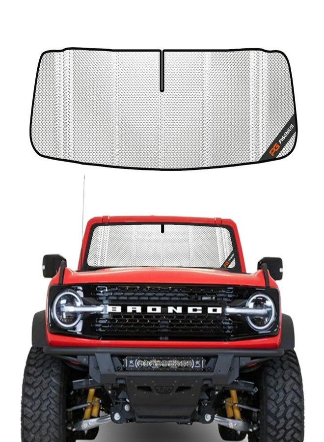 Pigenius Windshield Sun Shade for 2021-2025 Ford Bronco. Front Window Sunshade with Storage Bag - Image 1