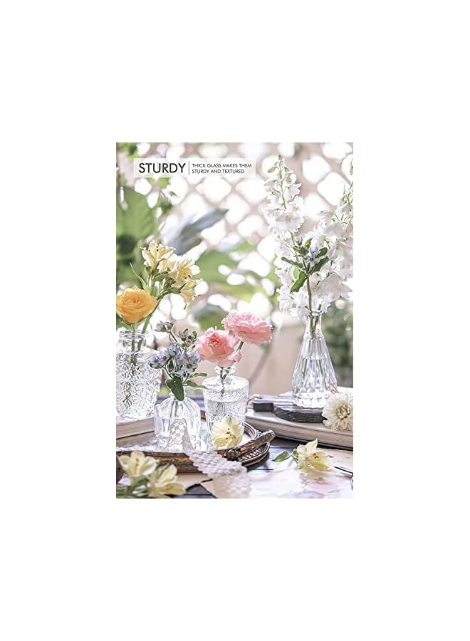 Green Tiger Glass Bud Vase Set of 10 - Small Vases for Flowers, Clear Bud Vases in Bulk, Cute Glass Vases for Centerpieces, Mini Vintage Vase for Rustic Wedding Decorations, Home Table Flower Decor - Image 5